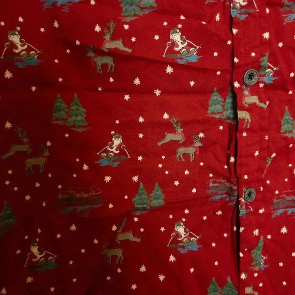 Free Planet Mens Button Up Red Christmas Santa Reindeer Ski Shirt Sz S Modal - Picture 4 of 7